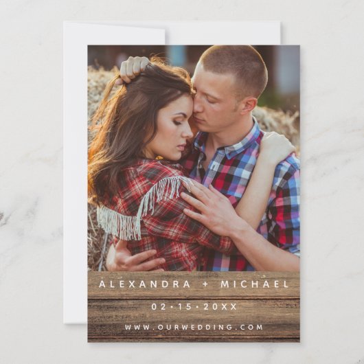 Rustieke foto boerderij verlichting bruiloft uitno kaart (Achterkant)