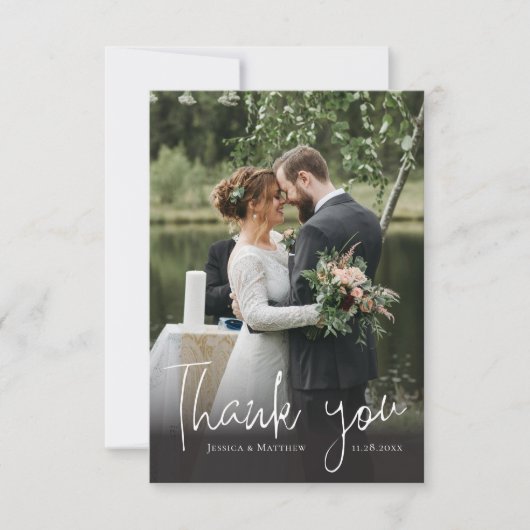 Rustieke foto bruiloft dank u kaart (Voorkant)