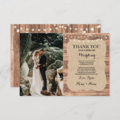 Rustieke foto bruiloft Dank u kaart Burlap Wood (Voorkant / Achterkant)