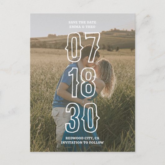 Rustieke foto bruiloft opslaan van de datum briefkaart (Voorkant)