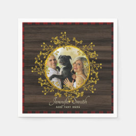 Rustieke FOTO Buffalo Plaid Rode krans gepersonali Servet