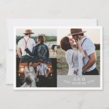 Rustieke foto collage bruiloft dank u kaart