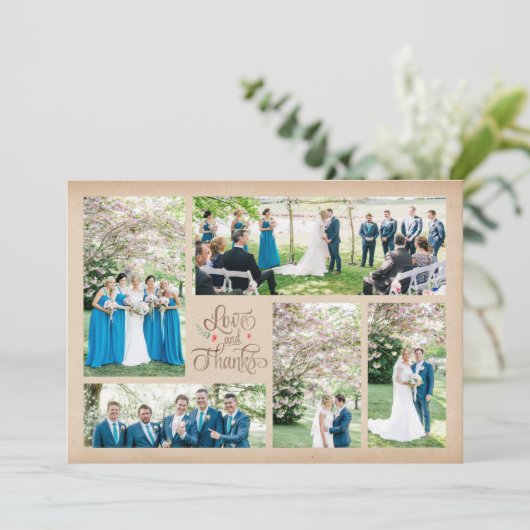  rustieke foto collage dank u kaarten (Staand voorkant)