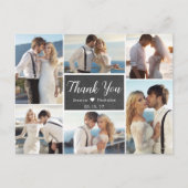 Rustieke foto collage krijtbord bruiloft dank u briefkaart (Voorkant)