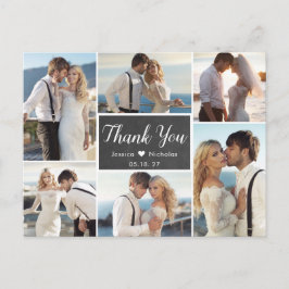 Rustieke foto collage krijtbord bruiloft dank u briefkaart