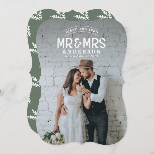 Rustieke foto dank u bruiloft aankondiging kaart (Voorkant / Achterkant)