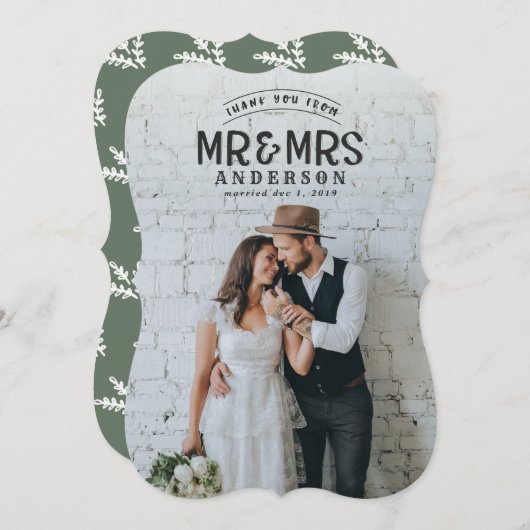 Rustieke foto dank u bruiloft aankondiging kaart (Voorkant / Achterkant)