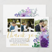 Rustieke FOTO Dankkaartjes Blauwe Bloemen Bedankkaart (Voorkant / Achterkant)