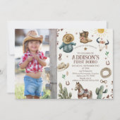 Rustieke foto Eerste Rodeo Wild West 1e verjaardag Kaart (Voorkant)