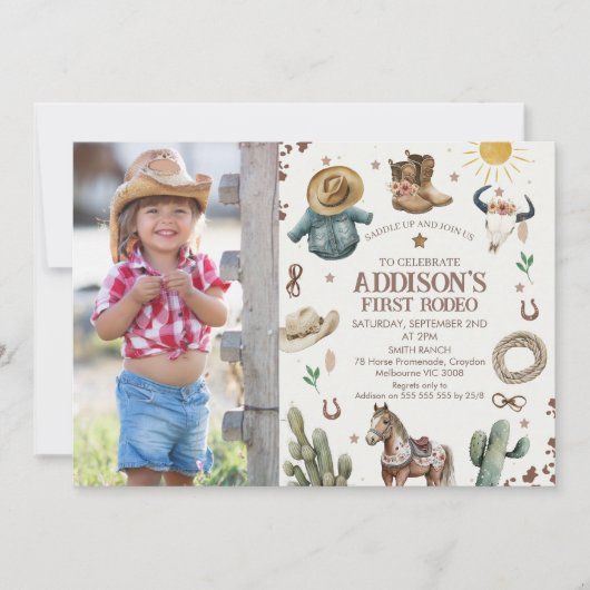 Rustieke foto Eerste Rodeo Wild West 1e verjaardag Kaart (Voorkant)