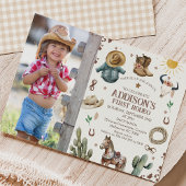 Rustieke foto Eerste Rodeo Wild West 1e verjaardag Kaart