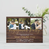 Rustieke FOTO Engagement Party Uitnodigingen Hout (Staand voorkant)