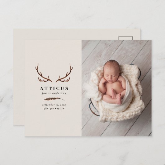 Rustieke foto geboorte aankondiging (Voorkant / Achterkant)