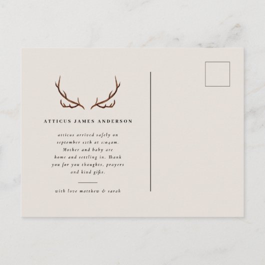 Rustieke foto geboorte aankondiging (Achterkant)