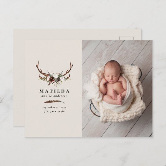 Rustieke foto geboorte aankondiging (Voorkant / Achterkant)