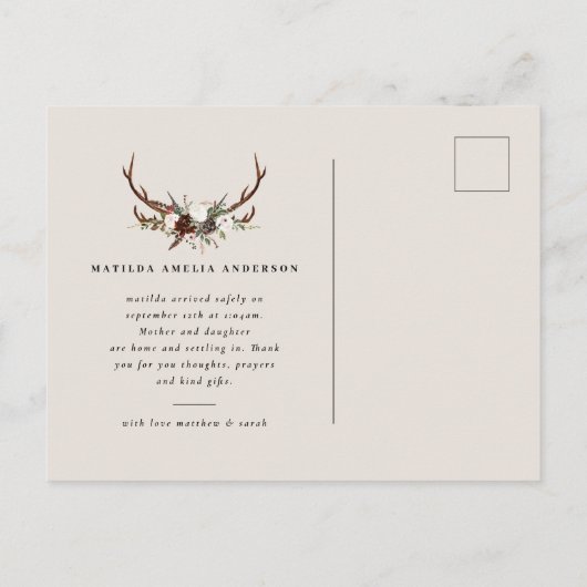 Rustieke foto geboorte aankondiging (Achterkant)