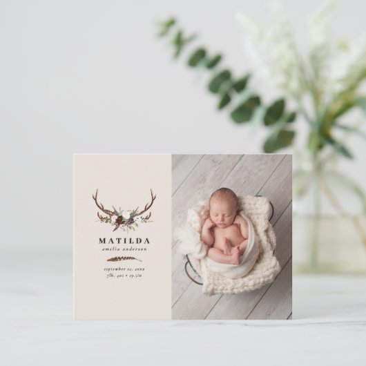 Rustieke foto geboorte aankondiging (Staand voorkant)