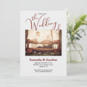 Rustieke foto gepersonaliseerde bruiloft uitnodigi kaart (Staand voorkant)