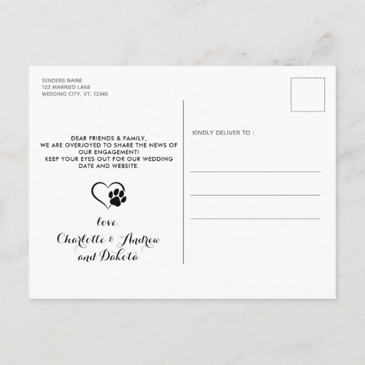 Rustieke foto Hond van Eer Huwelijksvoltrekking Tr Aankondigingskaart (Achterkant)