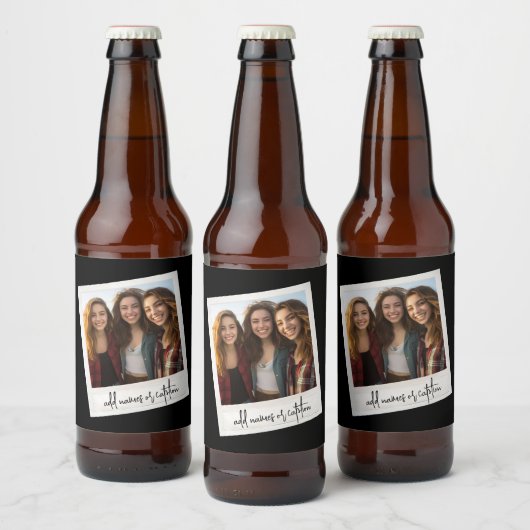 Rustieke foto Lijst met zwarte achtergrond en teks Bier Etiket (Flessen)