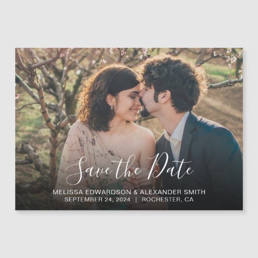 Rustieke foto magnetische bruiloft Save the Date (Voorkant)