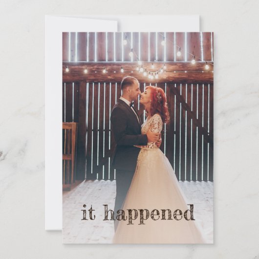 Rustieke foto net getrouwd boho receptie kaart (Voorkant)