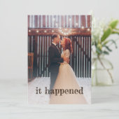 Rustieke foto net getrouwd boho receptie kaart (Staand voorkant)