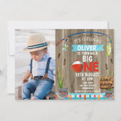 Rustieke foto O-Fish-Ally One Birthday Invitation Kaart (Voorkant)