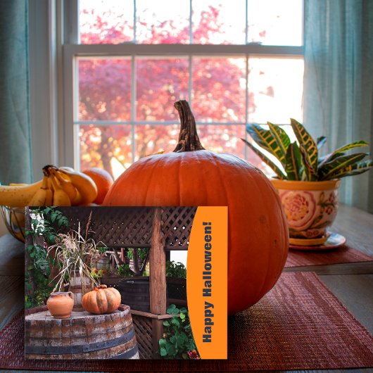 Rustieke foto oranje pompoen Vakantie Briefkaart