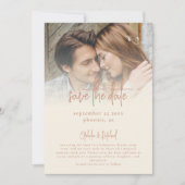 Rustieke foto overlay script QR Code Cream bruilof Save The Date (Voorkant)