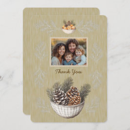 Rustieke Foto Pine Branches Flat Bedankt Card