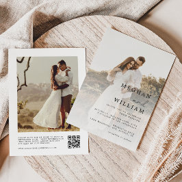 Rustieke foto QR-code trouwuitnodiging Kaart