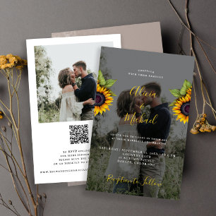 Rustieke foto QR RSVP budget bruiloft uitnodiging