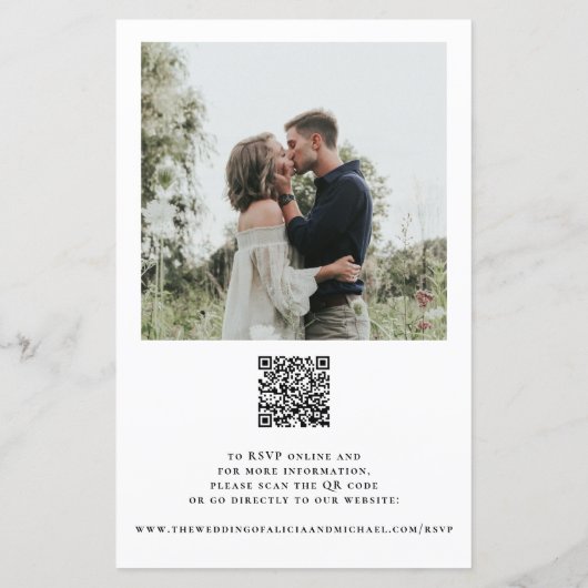 Rustieke foto QR RSVP budget bruiloft uitnodiging (Achterkant)