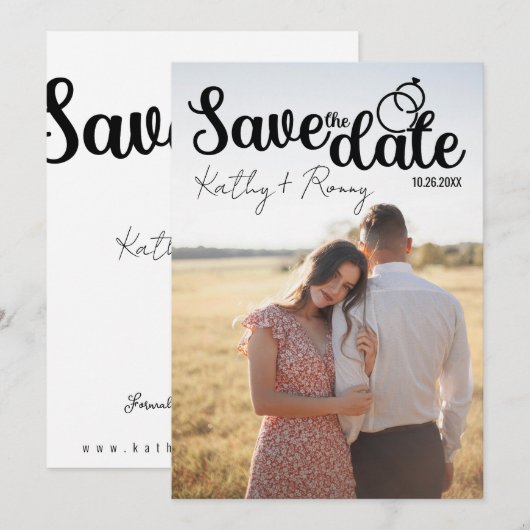 Rustieke foto - Romantische stijl Save The Date (Voorkant / Achterkant)