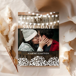 Rustieke foto save the date | Bruiloft met Gypsoph Aankondigingskaart