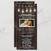 Rustieke foto Schuur Hout Mason Jar Trouwprogramma Programmakaart (Voorkant / Achterkant)