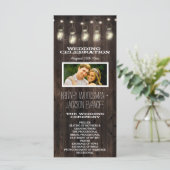 Rustieke foto Schuur Hout Mason Jar Trouwprogramma Programmakaart (Staand voorkant)