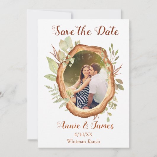 Rustieke foto Sla de datum Kaart (Voorkant)