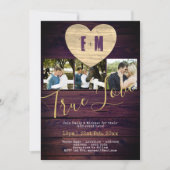 Rustieke FOTO Uitnodigt Paarse Koppel Vieringen Kaart (Voorkant)