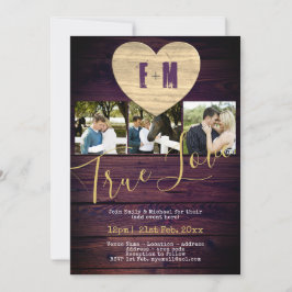 Rustieke FOTO Uitnodigt Paarse Koppel Vieringen Kaart