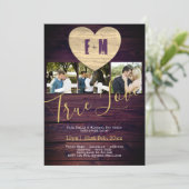 Rustieke FOTO Uitnodigt Paarse Koppel Vieringen Kaart (Staand voorkant)