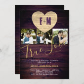 Rustieke FOTO Uitnodigt Paarse Koppel Vieringen Kaart (Voorkant / Achterkant)