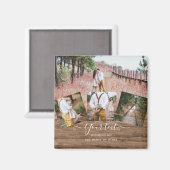 Rustieke FOTOCOLLAGE Cadeau Aangepaste Tekst Uniek Magneet (Voorkant / Achterkant)