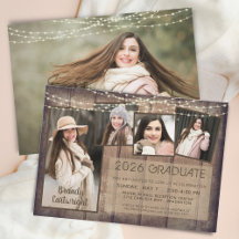 Rustieke fotocollage houten slinger met lampjes af