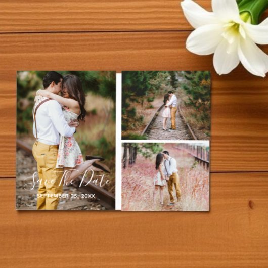 Rustieke Fotocollage Save The Date Briefkaart