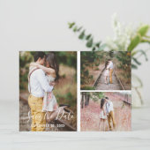 Rustieke fotocollage save the date kaart (Staand voorkant)