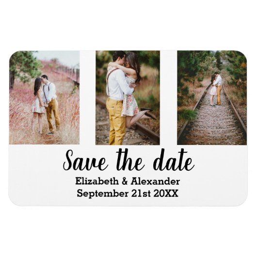 Rustieke fotocollage save the date magneet (Horizontaal)