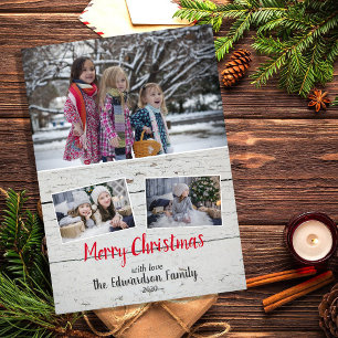 Rustieke fotocollage Vrolijke kerst magnetische ka