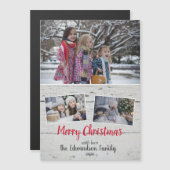 Rustieke fotocollage Vrolijke kerst magnetische ka (Voorkant / Achterkant)